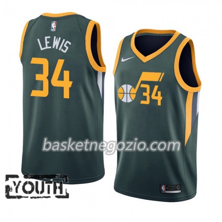 Canotte Bambino Utah Jazz Trey Lewis 34 2018-19 Nike Verde Swingman